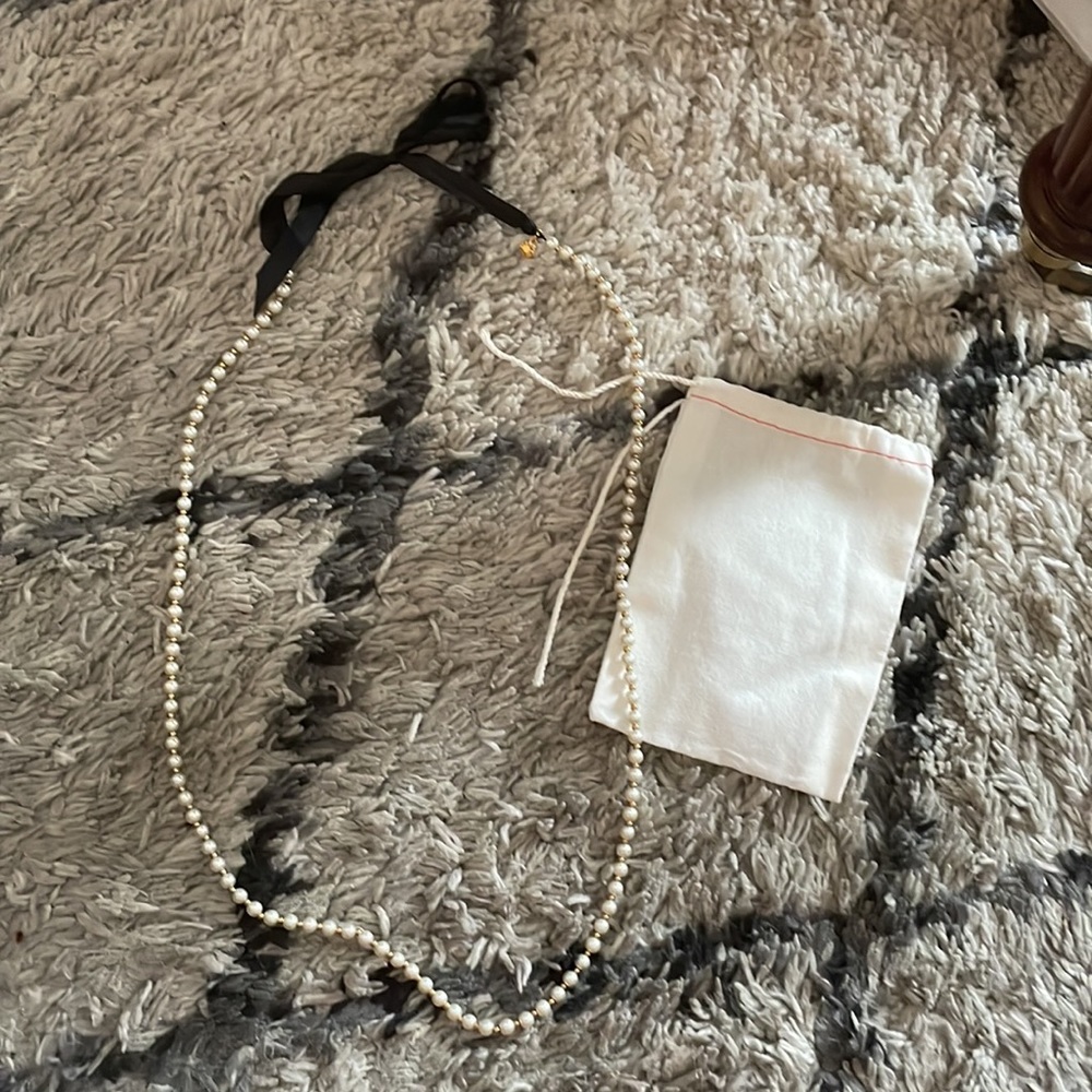 J Crew Ribbon Pearl Necklace